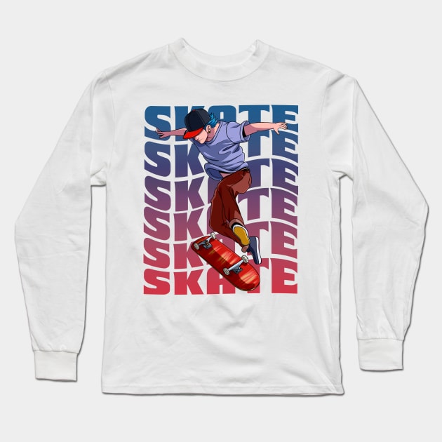 Skateboarder 360 Tre Flip Skater Skate Sk8er Boi Long Sleeve T-Shirt by Noseking